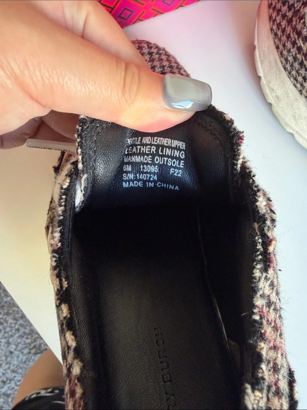 Tory Burch Tweed Houndstooth Lace-Up Sneakers in Black, White & Burgundy